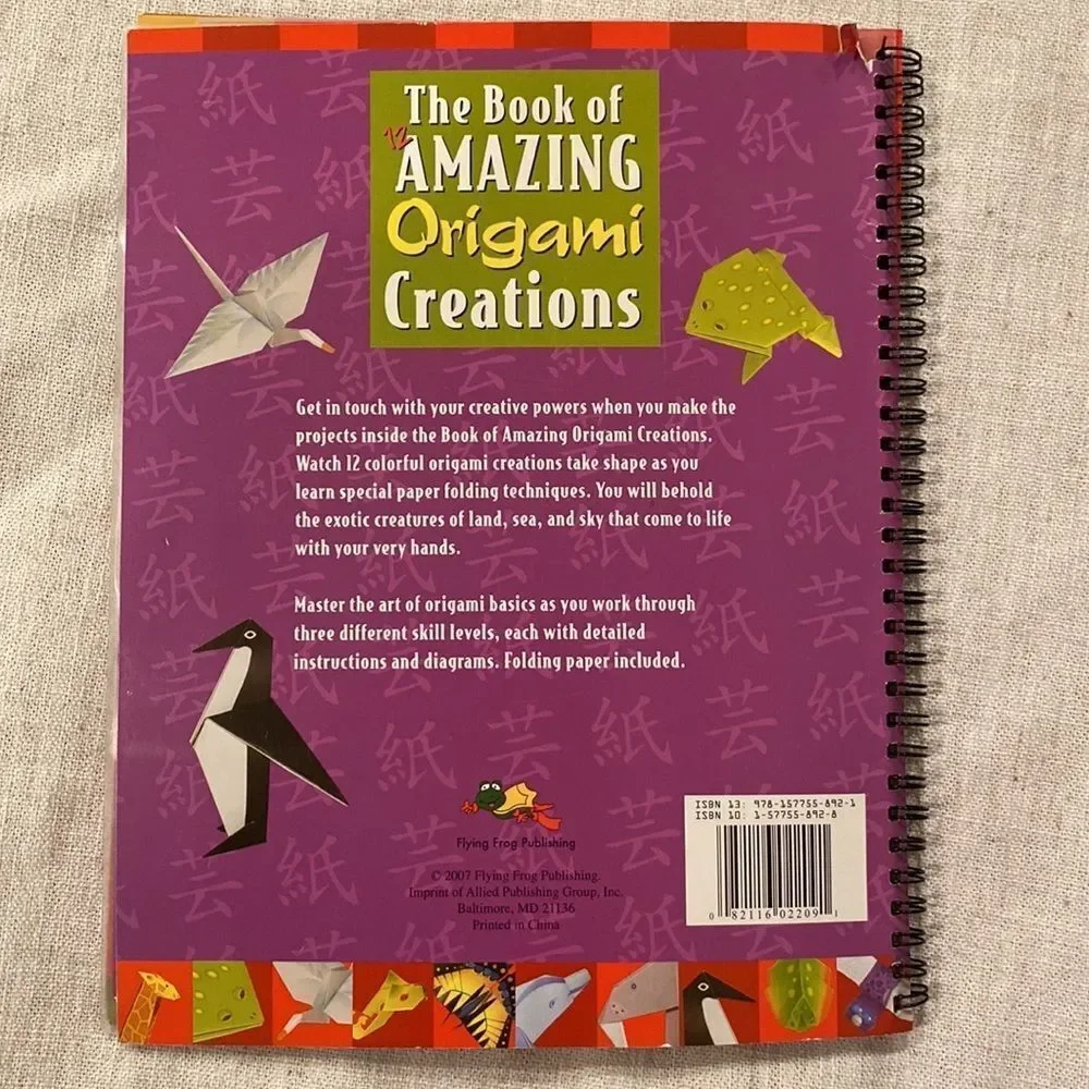 KIDS ART Activity Book Amazing Origami Creations 3 Skill Levels Paper Included